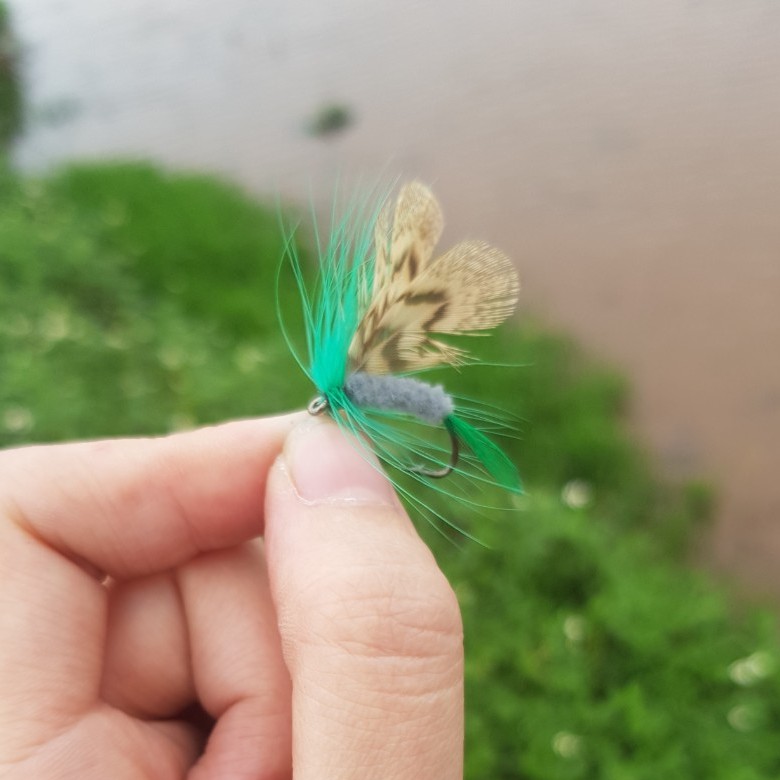 combo 12 con mồi gắn lông vũ cánh bướm câu rô phi,câu mương,lóc,ngão,.... _ Lure_ 48