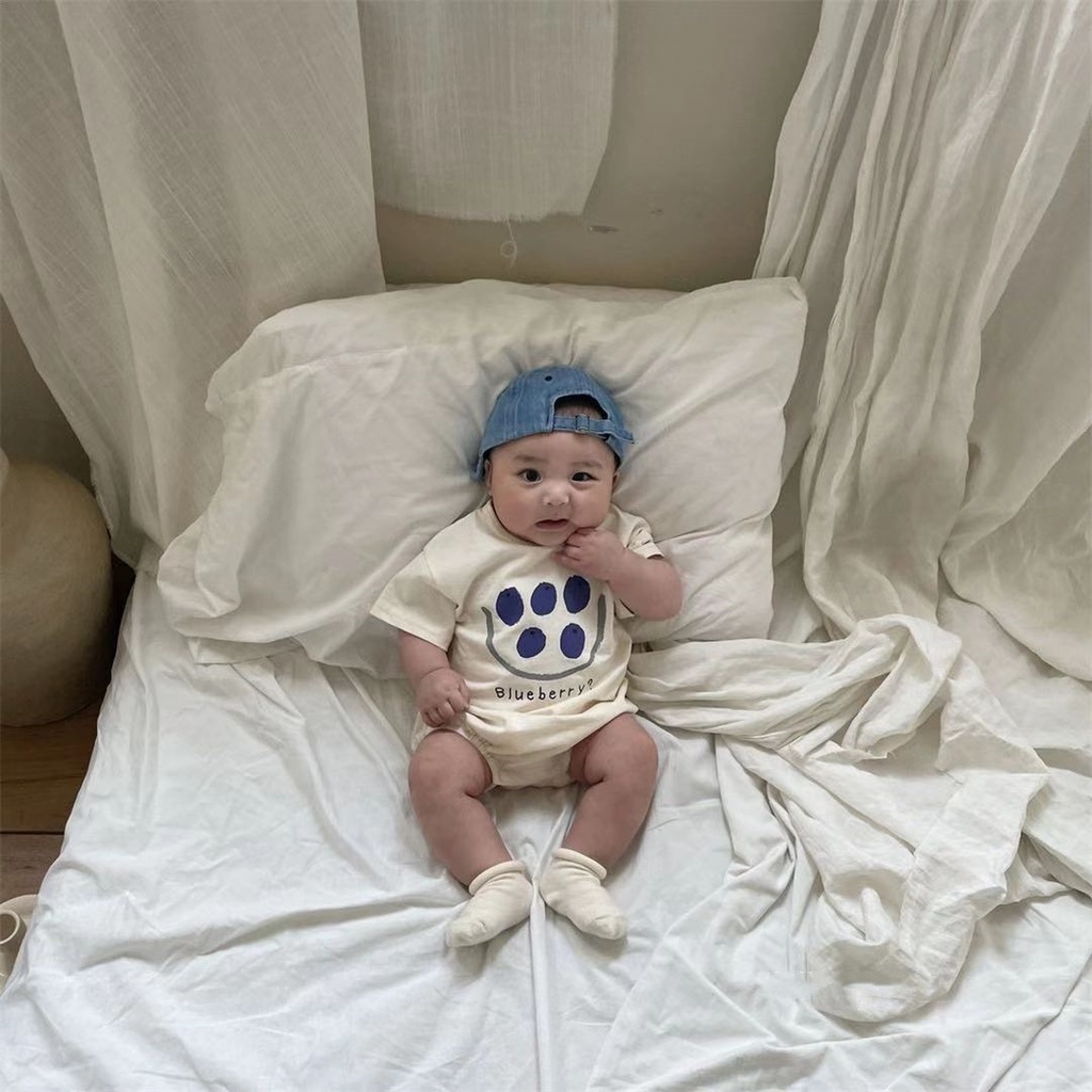 Áo Liền Quần Ngắn Tay In Hình Trái Cây Cho Bé Sơ Sinh