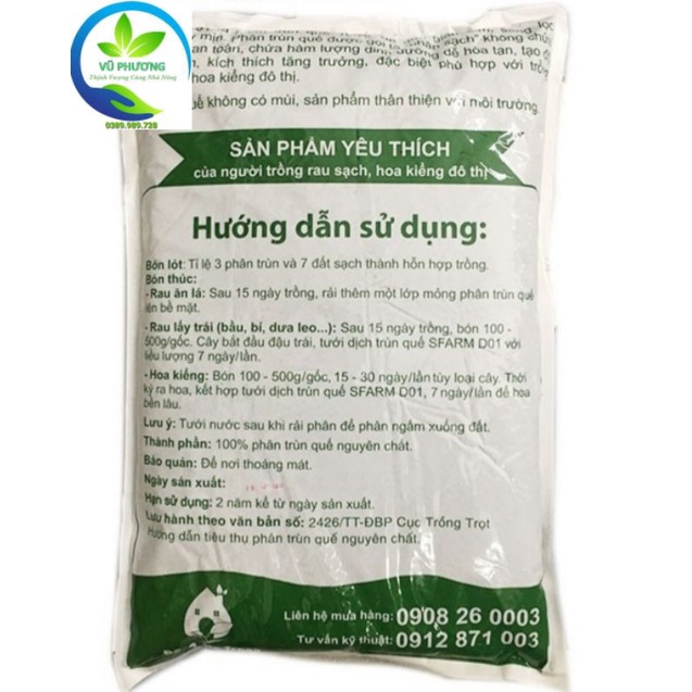 Phân Trùn Quế SFARM Dạng Bột  Cao Câp Chuyên Dùng Cho Rau Sạch Và Hoa Cây Cảnh  Túi 2kg, 5kg