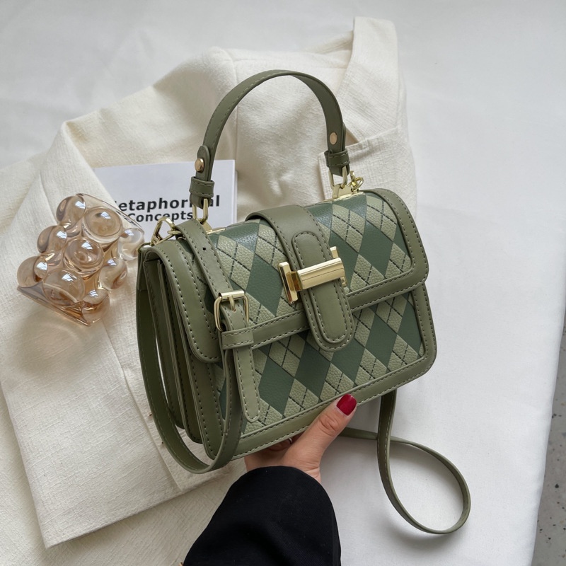 Túi đeo vai IELGY hình vuông cỡ nhỏ họa tiết dập nổi thời trang cho nữ