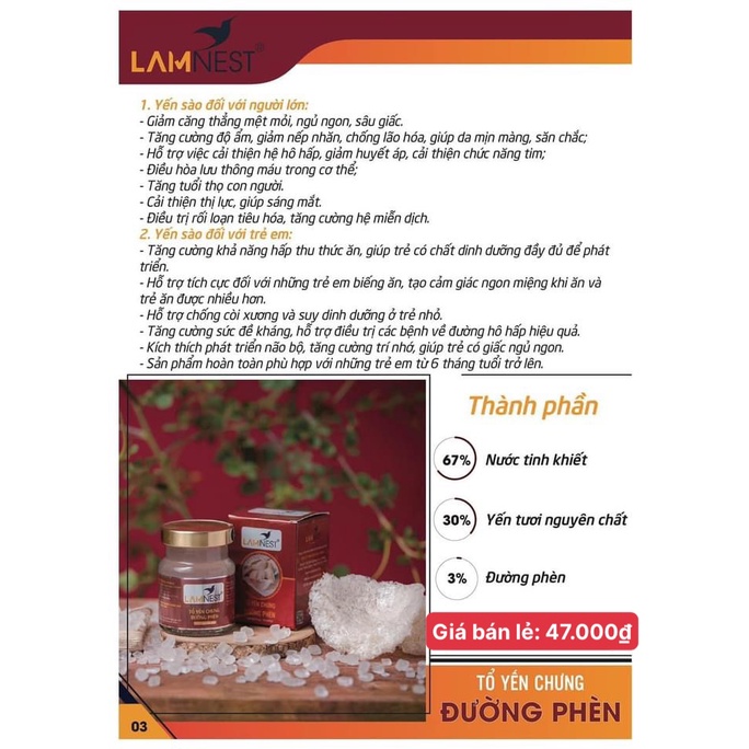 Yến sào khánh hoà 30% Lamnest 48k/1 hủ
