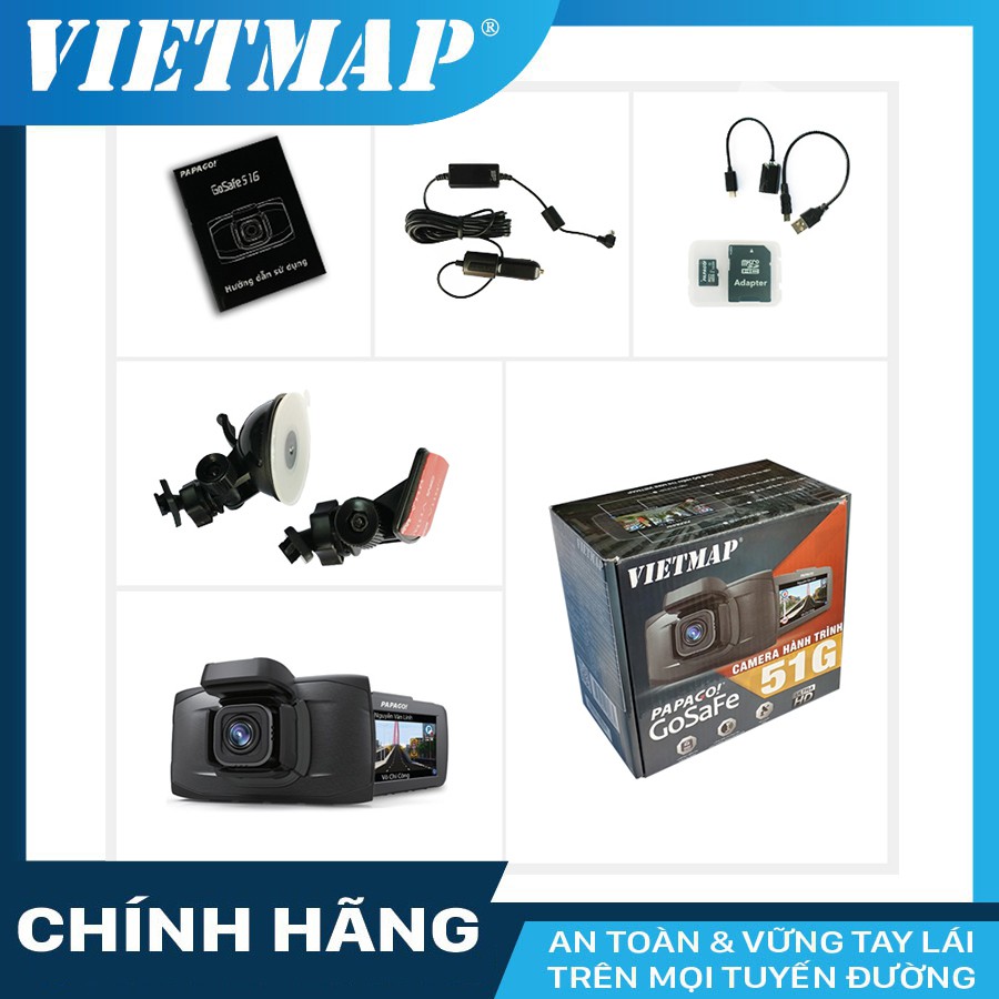 Camera hành trình Vietmap Papago Gosafe 51G ô tô + thẻ nhớ 32GB Class 10 | BigBuy360 - bigbuy360.vn