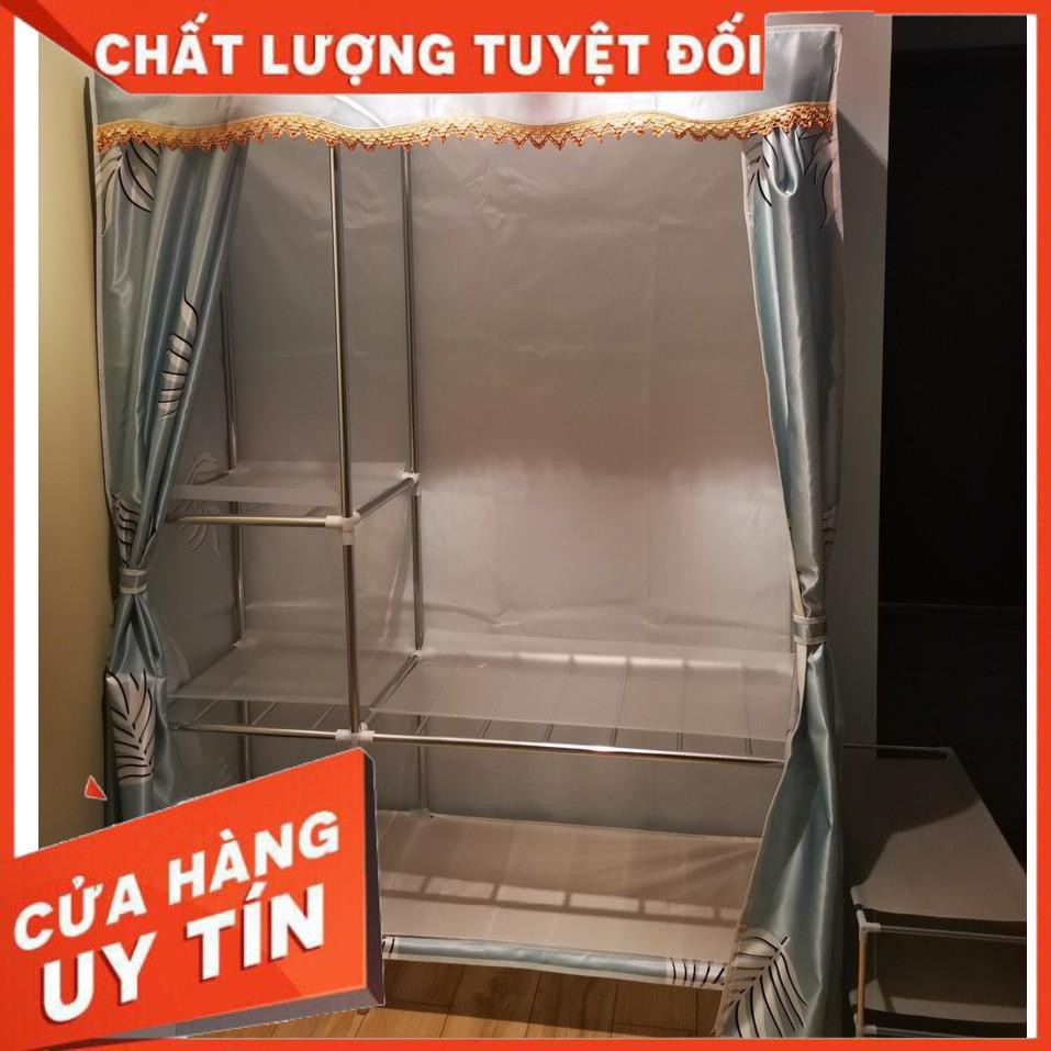 Tủ vải khung thép titan Tủ Đựng Quần Áo Vải Metal cỡ lớn 1m5 đựng quần áo