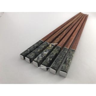 Bộ 10 đôi đũa ăn cao cấp gỗ căm xe đầu trai đen