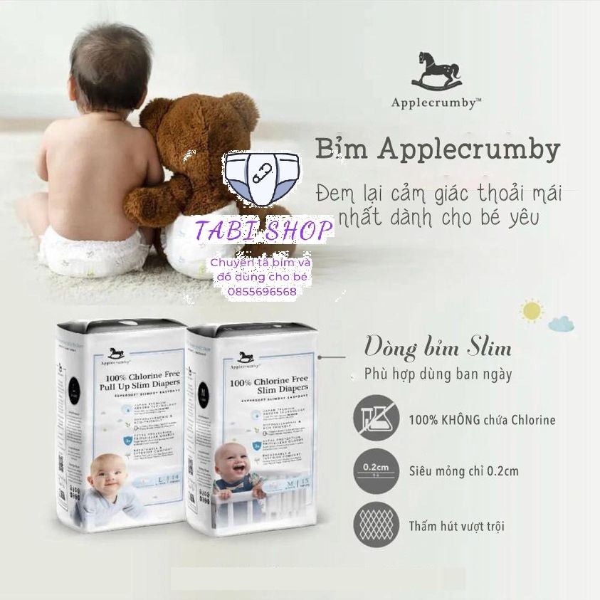 Bỉm dán quần APPLECRUMBY nội địa Malaysia cao cấp dòng Slim Airplus