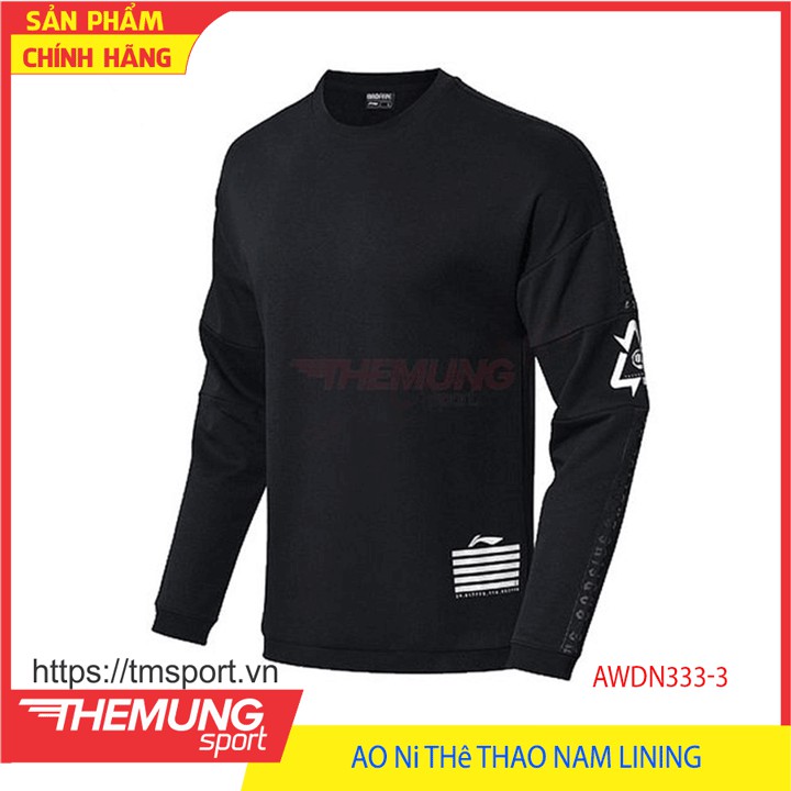 Áo nỉ Thể Thao nam Chui đầu LiNing AWDN333-3 (Đen)