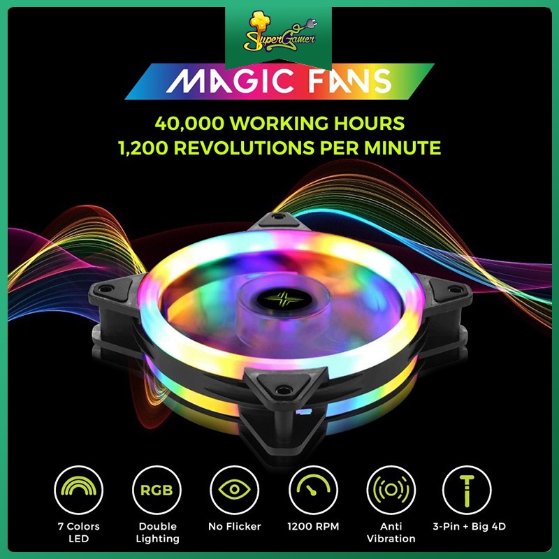 Quạt làm mát để bàn 120mm có đèn led màu cầu vồng