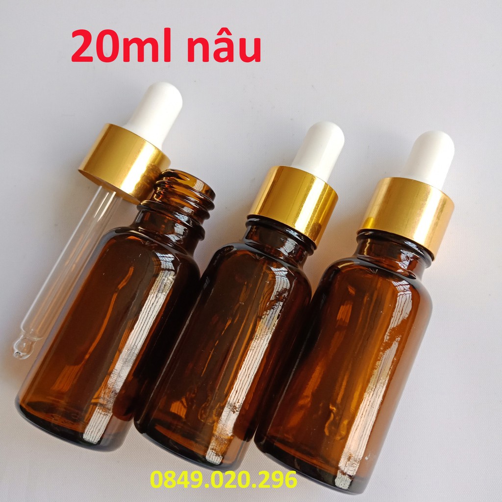 Combo 200 lọ 20ml thủy tinh màu Nâu