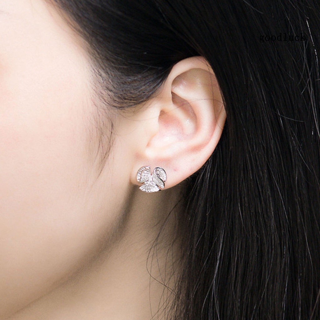 Bông Tai Nữ Đính Đá Hình Hoa Lấp Lánh Sang Trọng