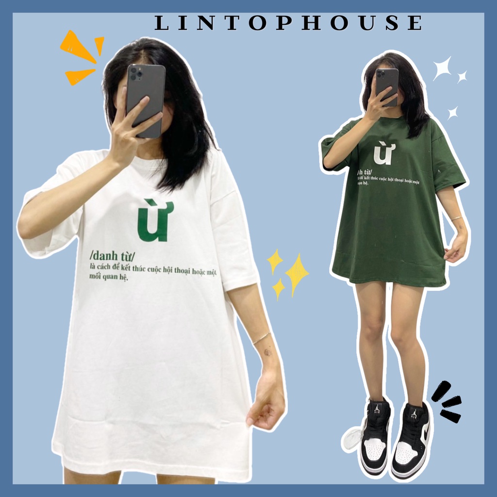 Áo thun 3158 tay lỡ nam nữ Ừ, áo phông unisex form rộng cotton oversize- Linh Top