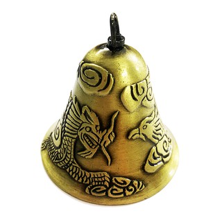 Chuông treo phong thủy hình Long Phượng, mang đến tài lộc, bình an cho gia chủ. Chất liệu kim loại. Màu đồng giả cổ.