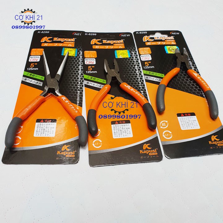 Bộ 3 Kìm Nhọn Cắt, Kìm Điện làm handmade KAPUSI JAPAN cao cấp