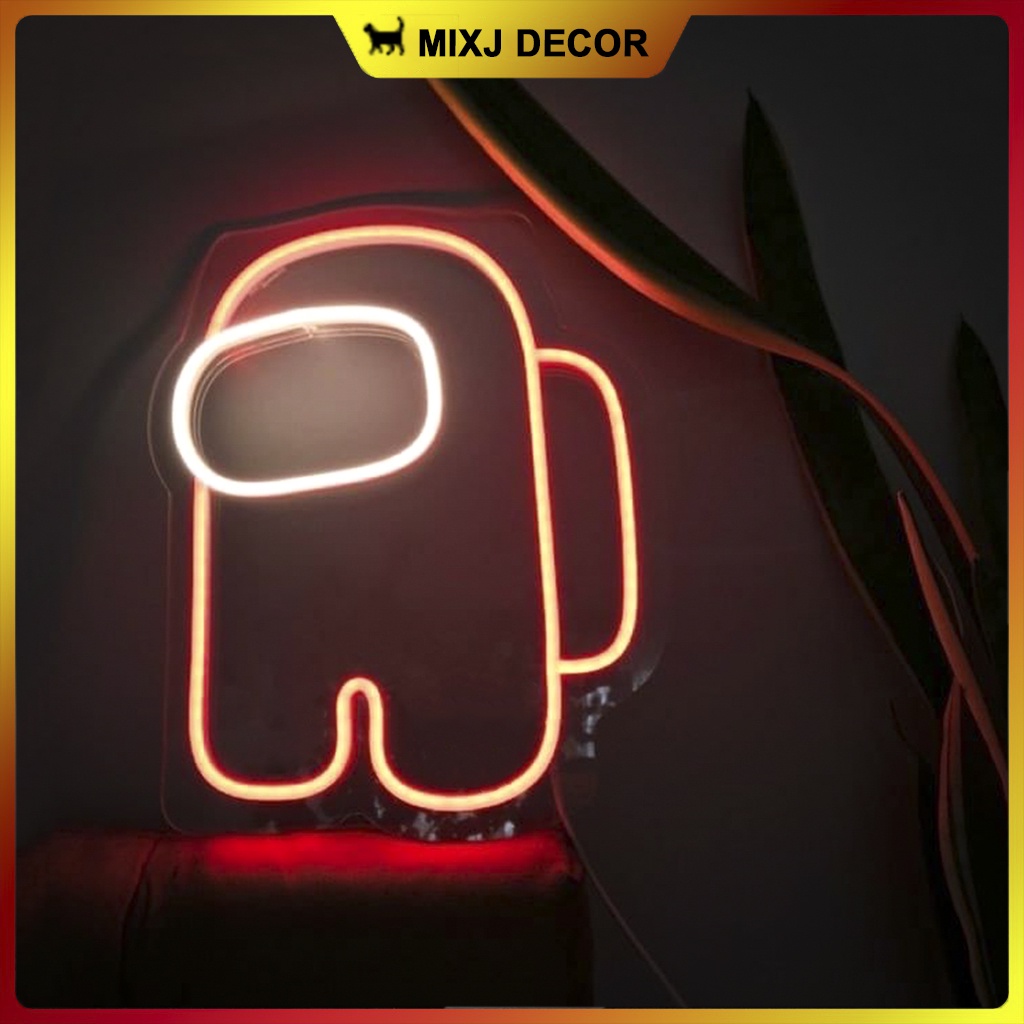 Đèn led Neon trang trí Hình Among Us | 25x30cm | Decor phòng ngủ | Đèn ngủ | Quà Tặng Cực Chất, Led 12V- MIXJ