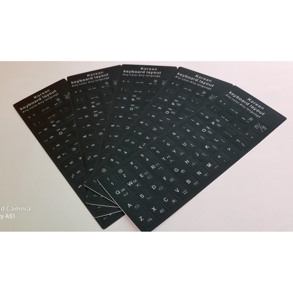 Set 5 miếng dán bán phím tiếng Hàn màu đen chữ trắng