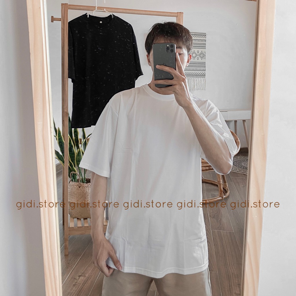 Áo Phông Trơn Tay Lỡ form rộng OVERSIZE vải thun co giãn Nam Nữ Unisex - thoáng mát, không nhăn, hàng chính hãng 💥 GIDI