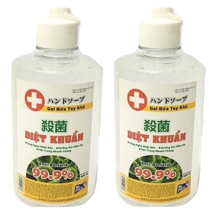 Bộ 2 chai gel rửa tay khô diệt khuẩn an toàn Mr Fresh 500ml/chai Hương Xả
