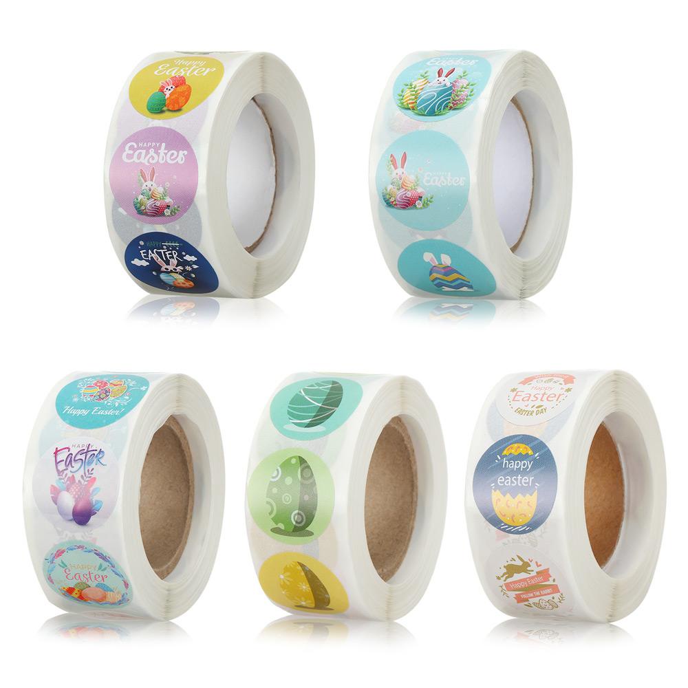 Cuộn 500 Nhãn Dán Tròn Trang Trí Cửa Sổ Lễ Phục Sinh DIY