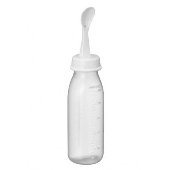 Bình nhựa tập ăn dặm cho bé Pigeon 240ml ( Tặng 01 móc chịu lực 3D)