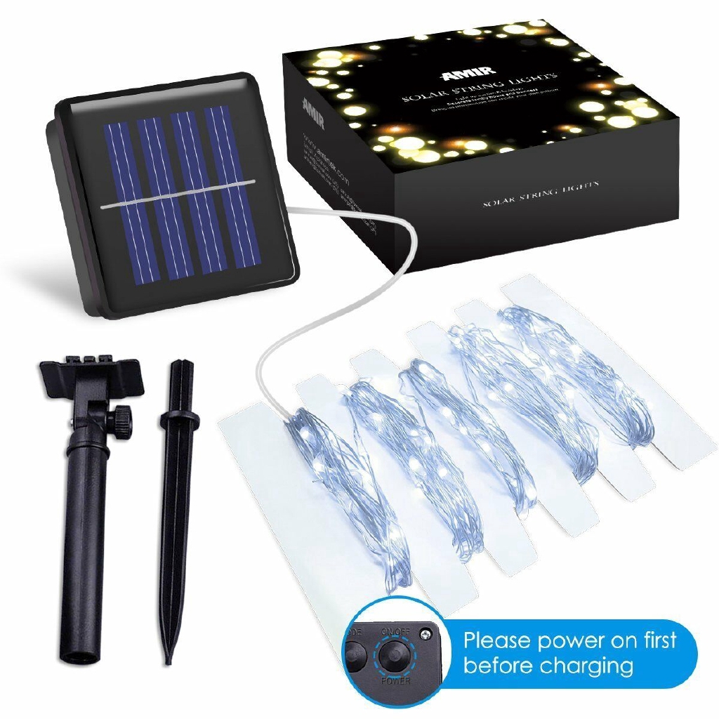 Dây Đèn Led 100 Bóng 10m 8 Chế Độ Dùng Năng Lượng Mặt Trời