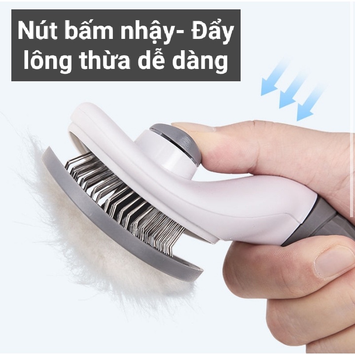 Lược chải lông chó mèo cao cấp Clean size Lớn - Lược có Nút bấm đẩy lông thừa - 4 màu siêu đẹp