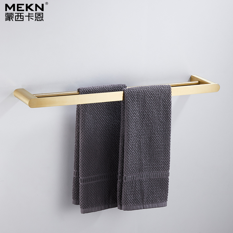 Giá treo khăn Bắc Âu Màu Vàng lụa 304 thép không gỉ nhà vệ sinh khăn tắm đặt hàng lỗ Bộ mặt dây chuyền phòng tắm