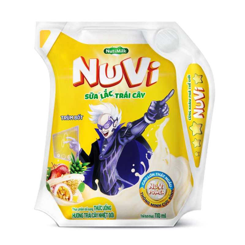 Thùng 24 túi NuVi Sữa lắc trái cây hương Trái Cây Nhiệt Đới túi NuVi Power 110 ml - Thương Hiệu NUTIFOOD - YOOSOO MALL