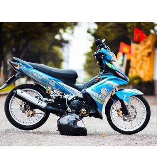 Tem xe exciter 135 xanh trắng doremon, độ team trùm decal xe ex dán đời 2011-2014