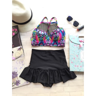 Bikini / bộ bơi 2 mảnh áo cầu lưới và quần váy bèo