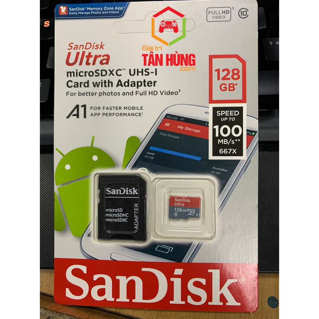 Thẻ nhớ MicroSDXC SanDisk Ultra A1 UHS-I 8G 16G 32G 64GB 128G Class 10 UHS-I