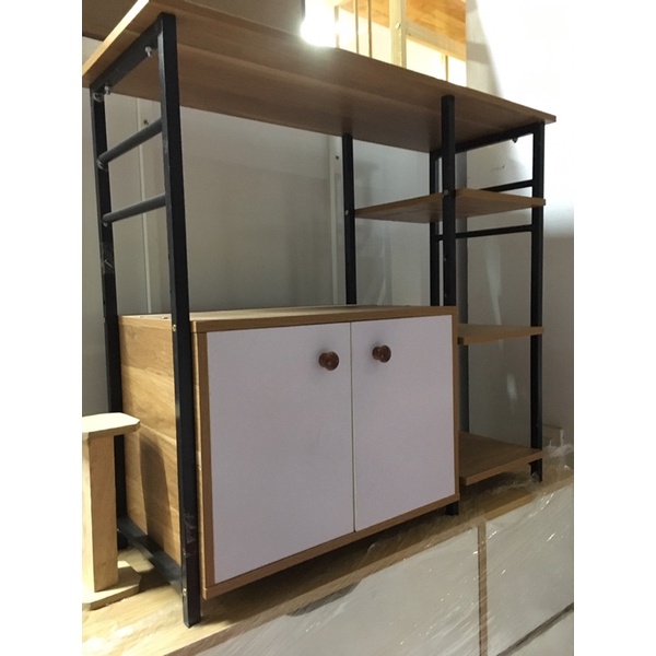 Kệ Bếp Đa Năng, Kệ lò vi sóng khung sắt ván gỗ chất lượng cao
