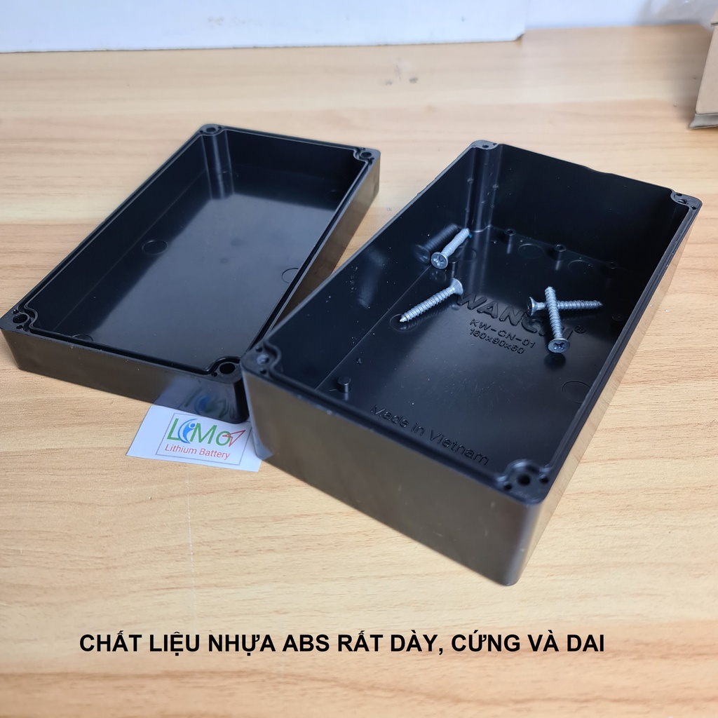 Hộp nhựa ABS 160x90x60mm. Hộp nhựa điện tử chuyên dụng, Làm hộp vỏ bình pin, vỏ máy điện tử, 158x90x60mm... - LIMO