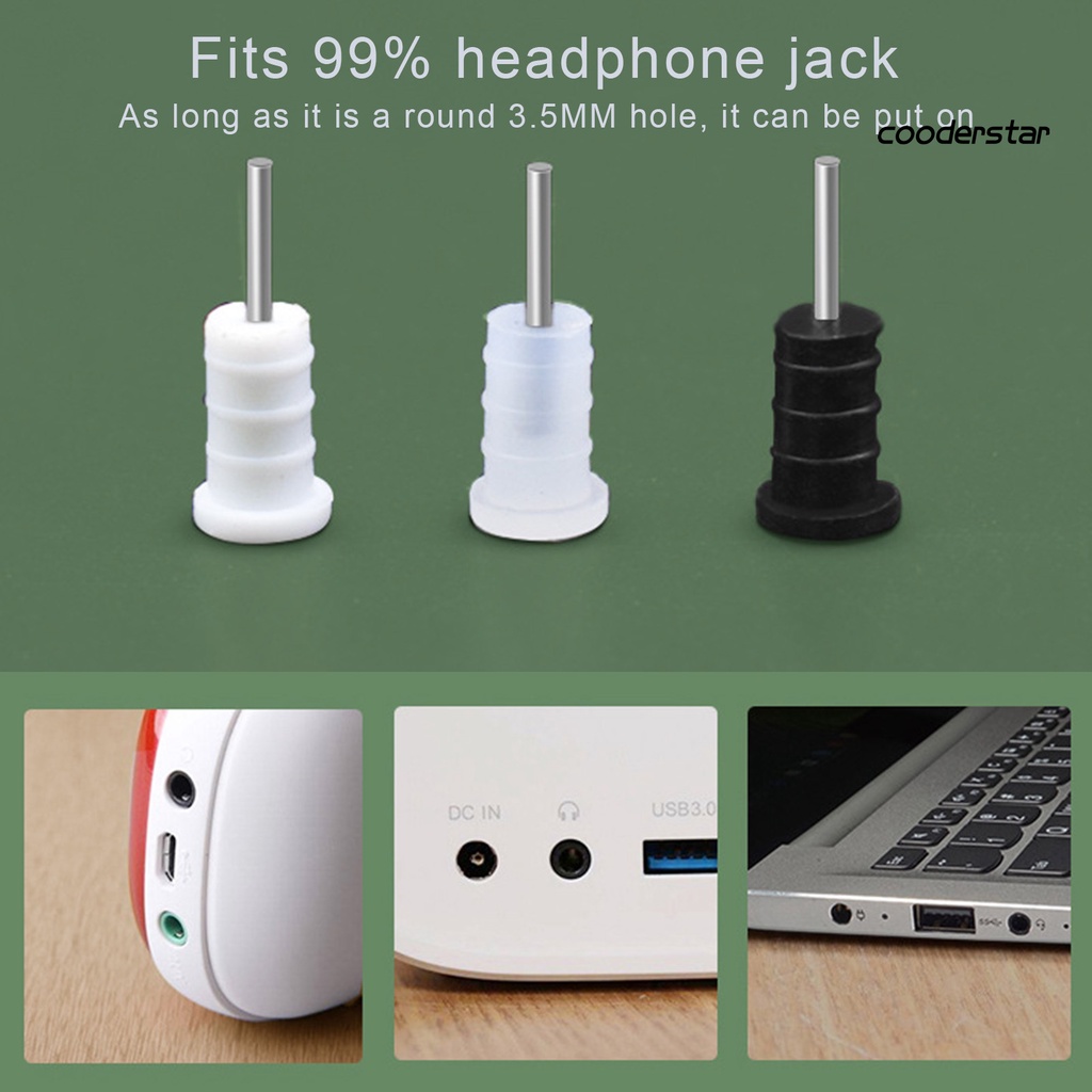 Set 5 nút silicon bịt chống bụi đa năng 3.5mm cho điện thoại thông minh