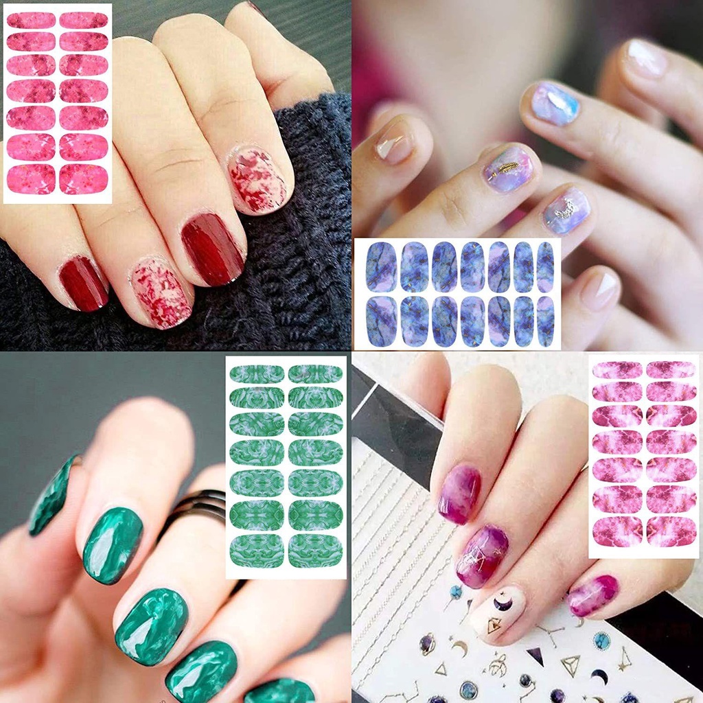 1 Tờ Sticker Dán Móng Họa Tiết Cẩm Thạch Chống Nước Toàn Diện