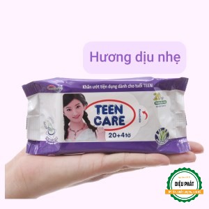 ⚡️ Khăn Ướt Teen Care Tím Hương Dịu Nhẹ Gói 20 Miếng (Tặng Thêm 4 Miếng)