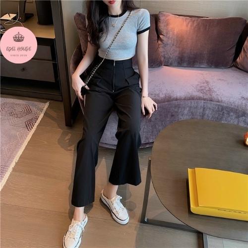Quần Ống Rộng Culottes Nữ Ennie Cạp Cao Trắng Đen Có Khóa Trước Đứng Dáng Suông Chất Liệu NA004 | BigBuy360 - bigbuy360.vn
