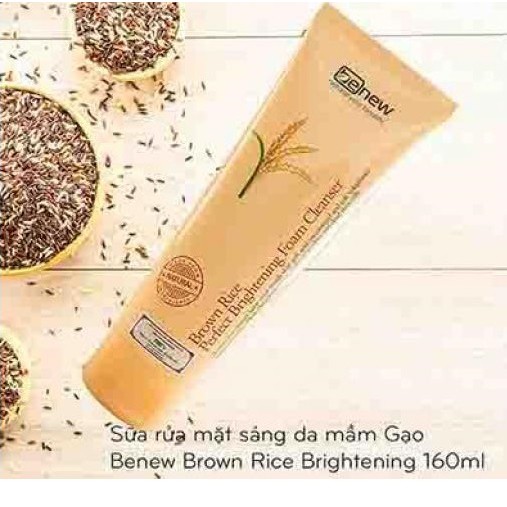 HƯƠNG NGẪU NHIÊN - Sữa rửa mặt gạo Benew Brown Rice Brightening Hàn quốc dưỡng trắng da, xóa thâm mụn 160ml/Hộp