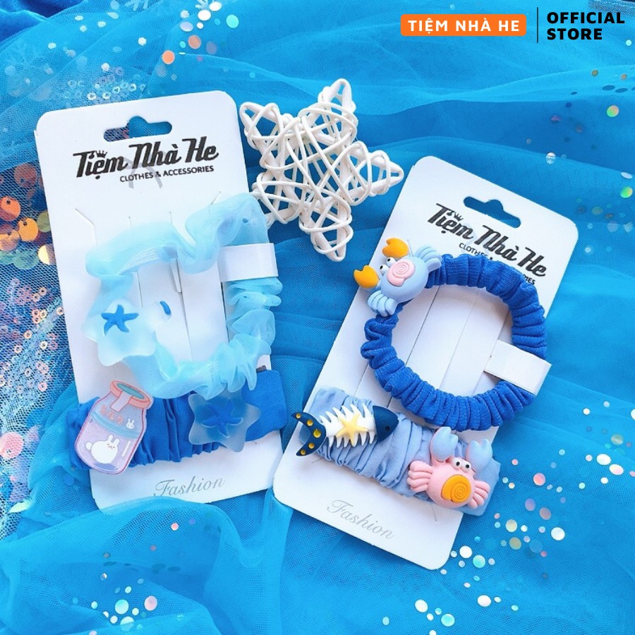 Set Kẹp Tóc Chun Buộc Tóc Xinh Cho Bé Gái Đồ Phụ Kiện Đi Biển Cho Nữ Dễ Thương Cute Tiệm Nhà He