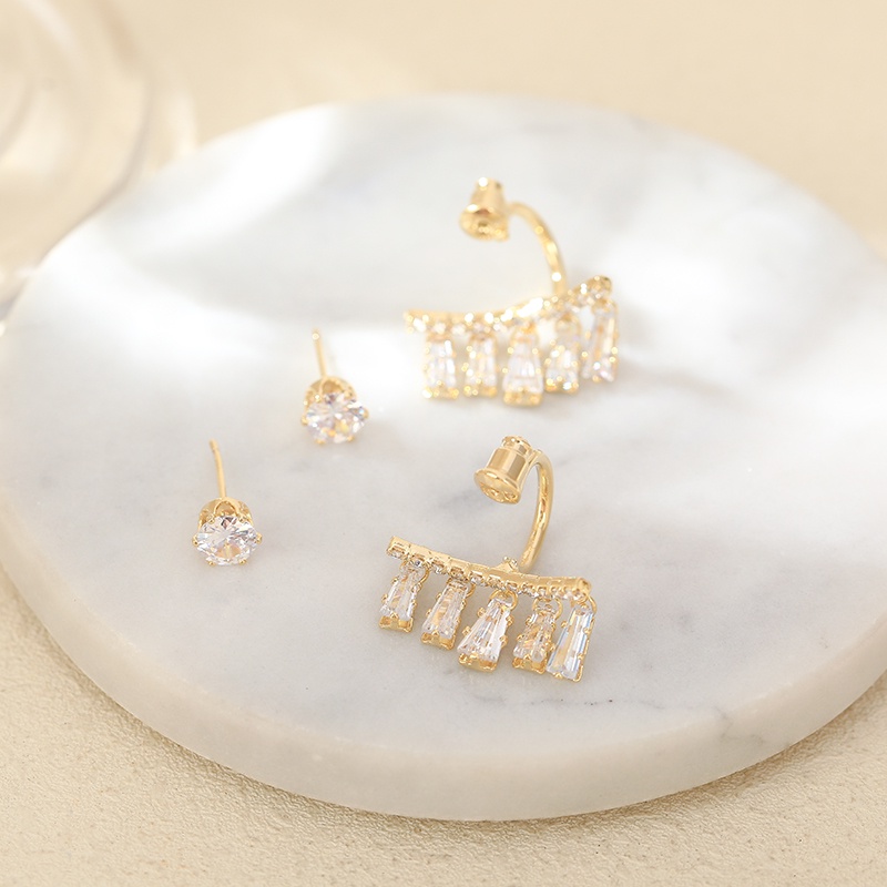 [Jiudoulan] Khuyên Tai Tua Rua Vàng Zircon Tinh Tế Thời Trang Cho Nữ