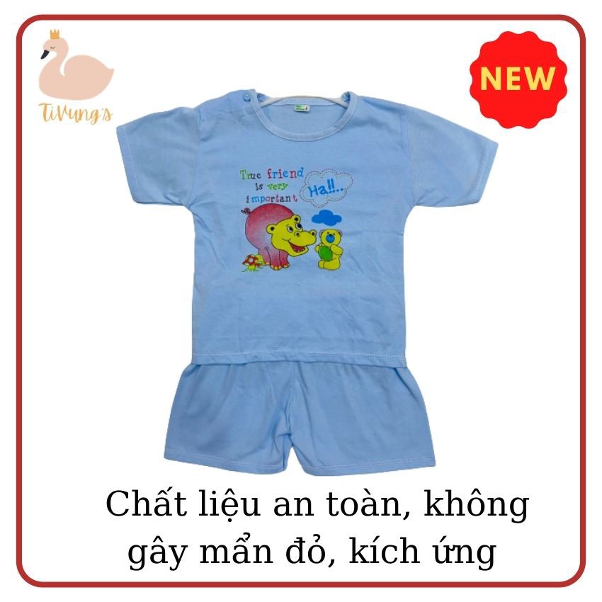 Quần áo trẻ em tay ngắn, họa tiết hoạt hình, vải mềm mịn thun cotton 100% cực mát - Shop TiVung chuyên quần áo trẻ em