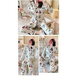 【COD】Bộ đồ Ngủ Bằng Lụa Pajama Bộ đồ Dài Tay Mỏng