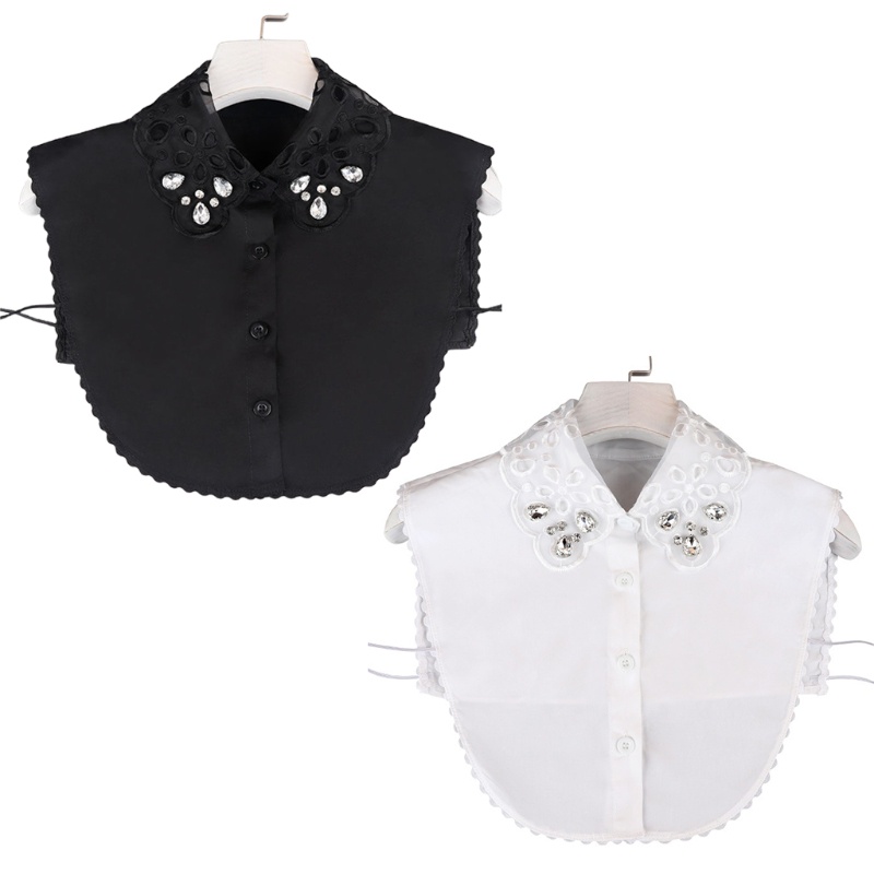 Cổ áo sơ mi giả bằng cotton phối ren hoa đính kim cương giả có thể tháo rời thời trang cho nữ | BigBuy360 - bigbuy360.vn
