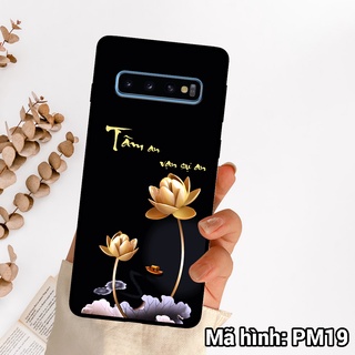 Ốp điện thoại Samsung S10/S10 PLUS chất liệu KÍNH tráng gương in hình tâm an vạn sự an,ốp lưng bền đẹp