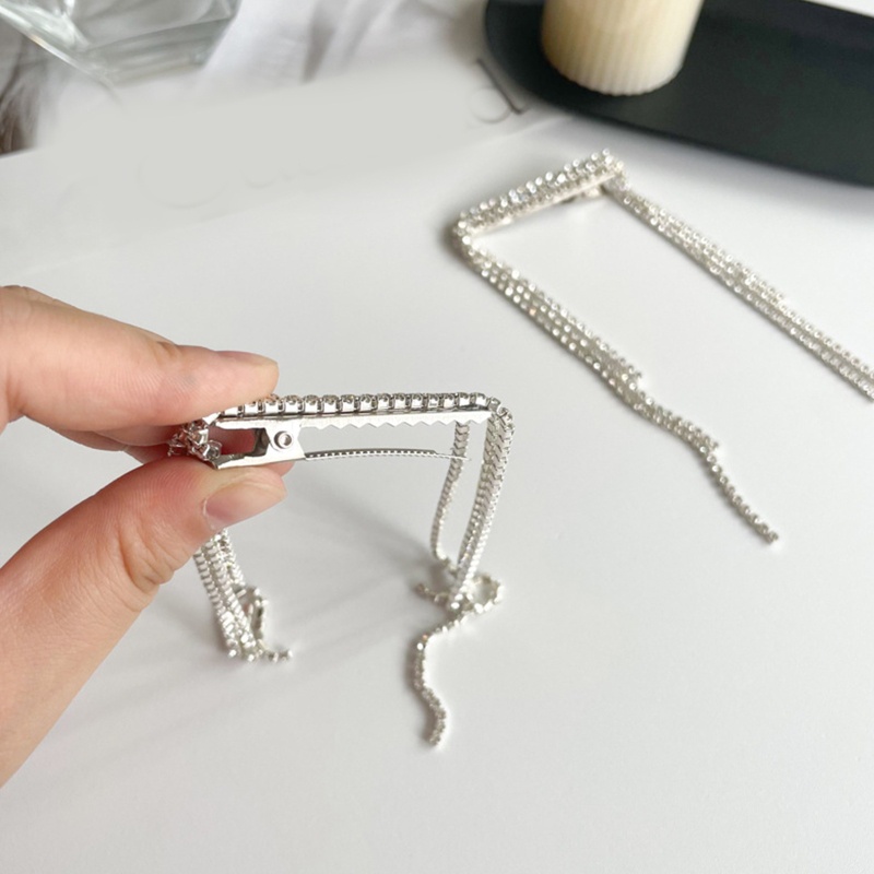 Kẹp Tóc Dáng Dài Đính Đá Phối Tua Rua Dễ Thương