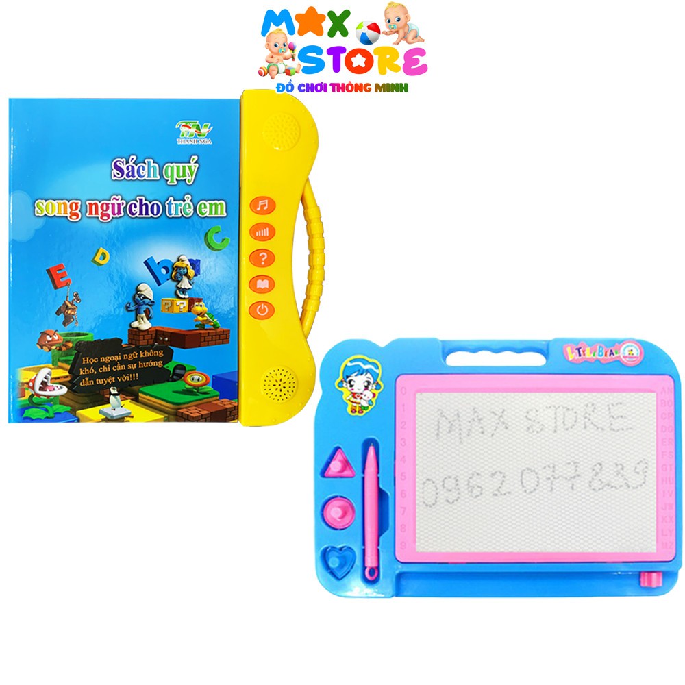 Combo Sách Nói Song Ngữ Anh Việt Thanh Nga và Bảng Từ Gạt Xóa Thông Minh Cho Bé