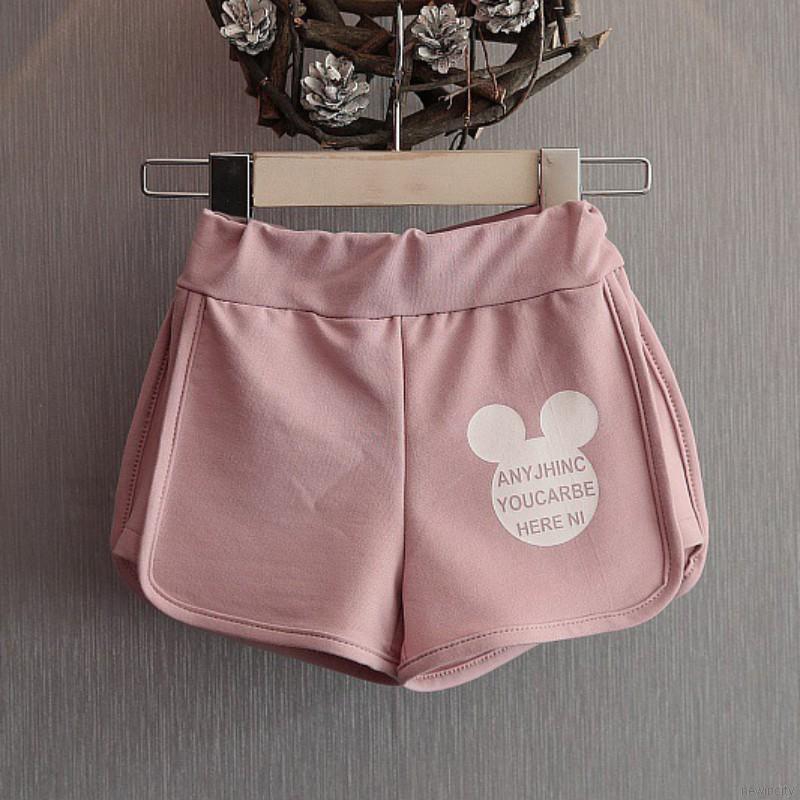 Bộ áo thun tay ngắn và quần short họa tiết chuột Mickey đáng yêu cho bé gái