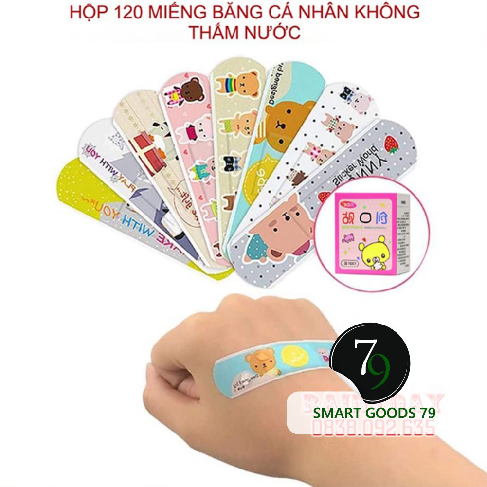 Băng gâu dán băng keo cá nhân cute dễ thương hoạt hình thú ngộ nghĩnh cho bé - hộp 100 miếng