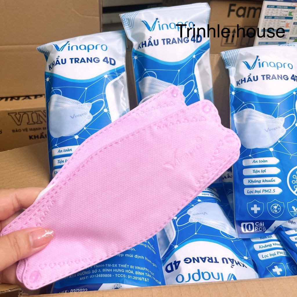 Sỉ 1 thùng 300 cái khẩu trang kf94 Vinapro màu trắng, xám, xanh, đen, hồng kháng khuẩn- tân bình