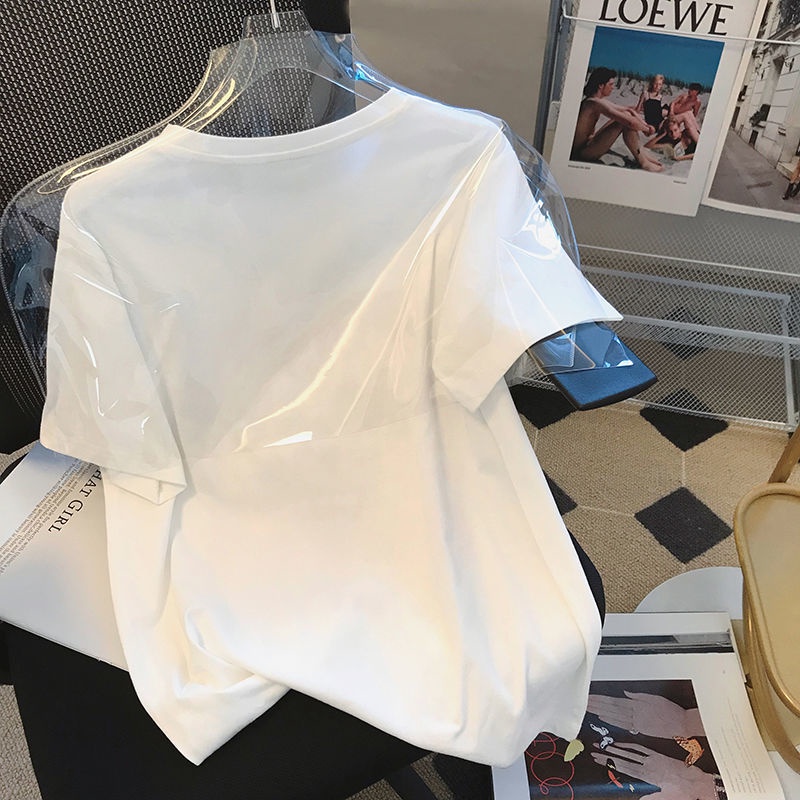 Áo Thun Tay Ngắn Cổ Tròn Dễ Phối Đồ Thời Trang Mùa Hè Cho Nữ