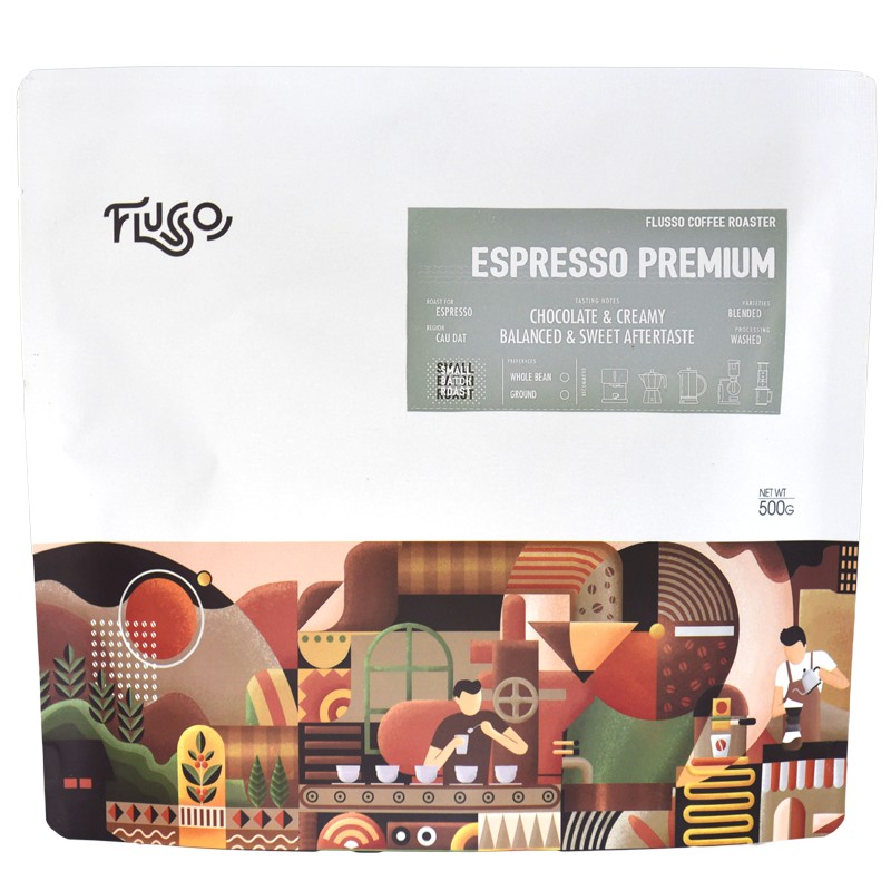 Cà Phê Nguyên Chất Flusso Espresso Premium Blend