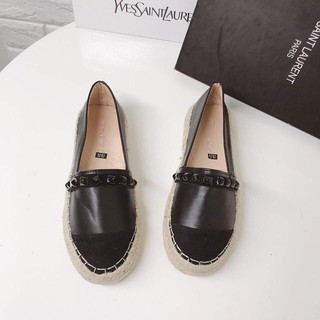 {XẢ LỖ} Giày lười nữ da lì, đế đúc viền cói